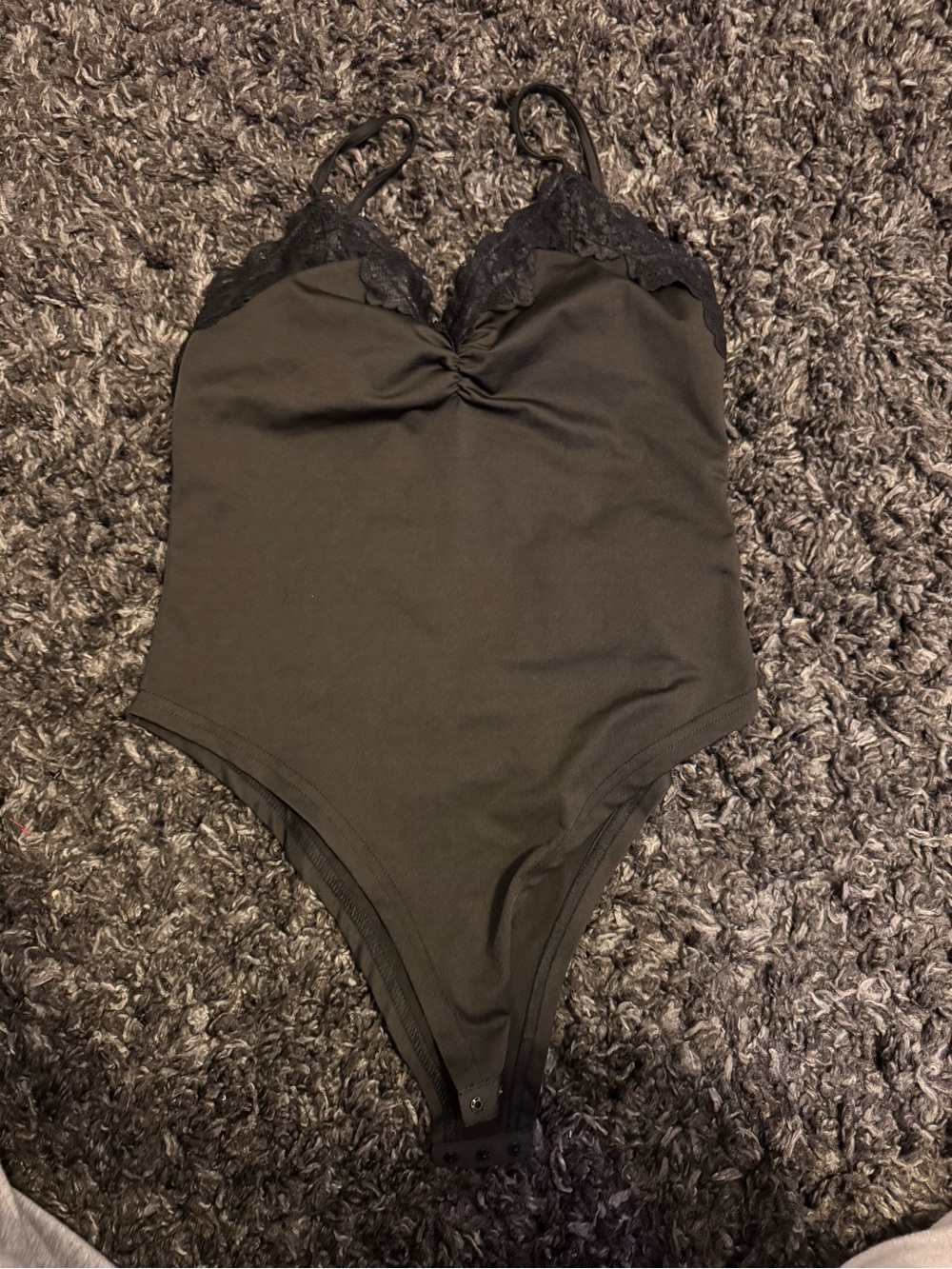Lace Trim Black Bodysuit - Women Intimates